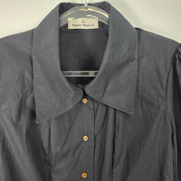 Vivienne Westwood Bagatelle Black Shirt Oversized Collar Gothic Academia Size 38 - Picture 5 of 8